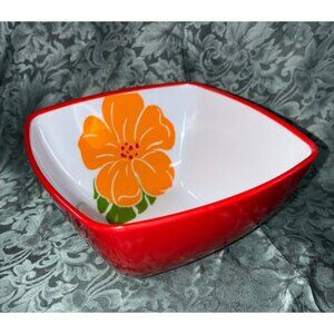 Unbranded Melamine Square Salad Bowl Hibiscus Replacement Red Hawaiian #t